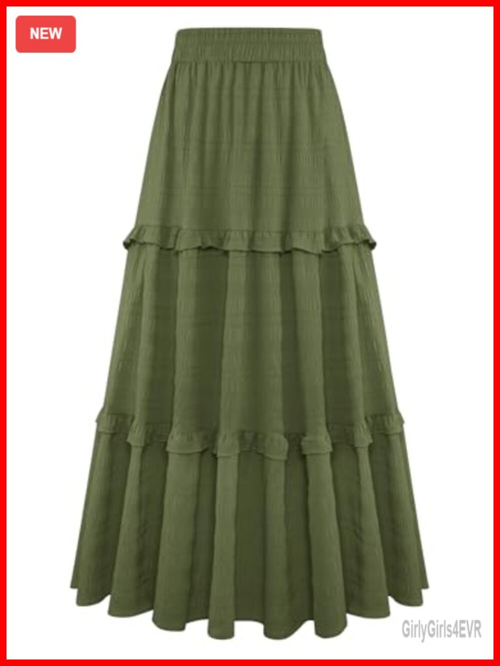 Women's Maxi Skirt High Waisted A-Line Tiered Flowy Ruffle Pockets